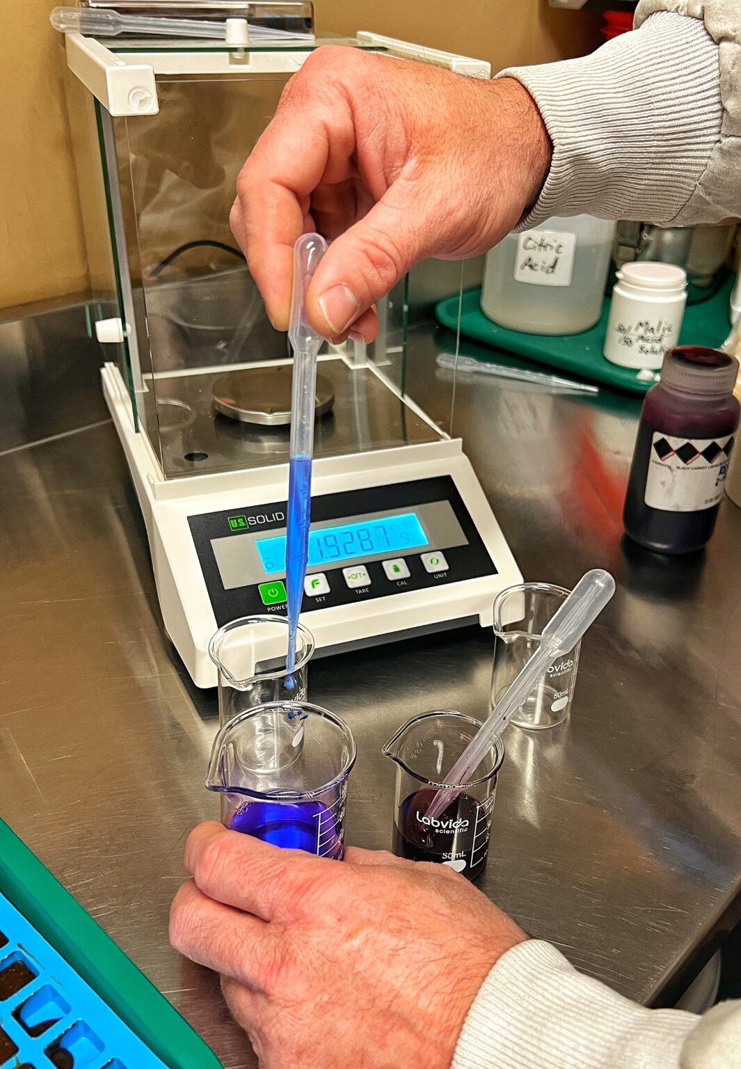 Beau Swicegood formulating in the Chaé laboratory